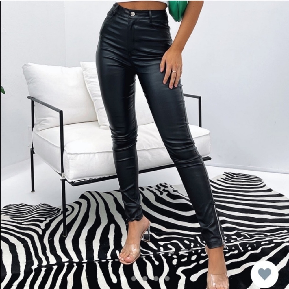 White Fox Boutique Style Code PU Pants- black